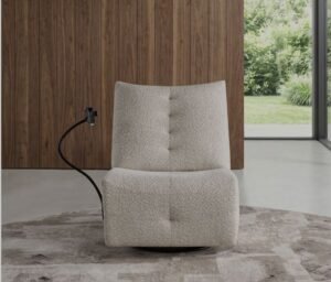Savoy Cream Bouclé Fabric Electric Recliner Chair