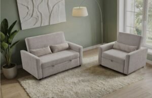 Vero Light Grey Fabric 1 Seater And 2 Seater Sofa