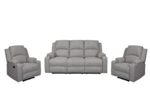 Dallas Grey Fabric Manual Recliner Sofa Set