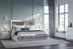 Bellevue Grey Upholstered Gas Lift Storage Bed